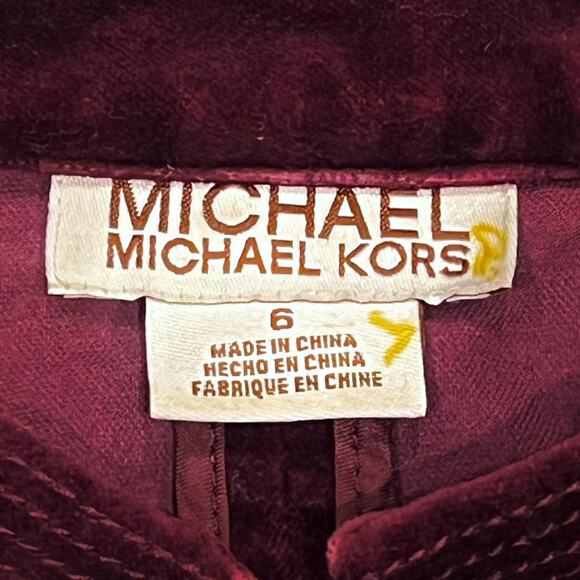 ★ Michael Kors Velvet Burgundy Fitted Military Style Jacket ★ - Picture 4 of 7